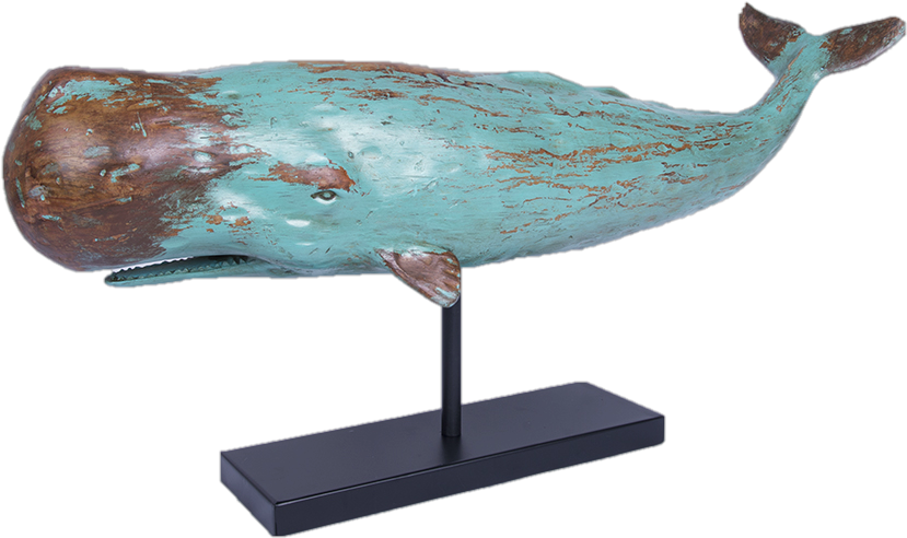 Vintage Style Whale Sculptureon Stand PNG