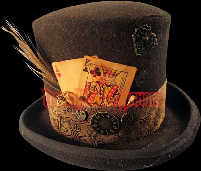 Vintage Styled Top Hatwith Playing Cards PNG