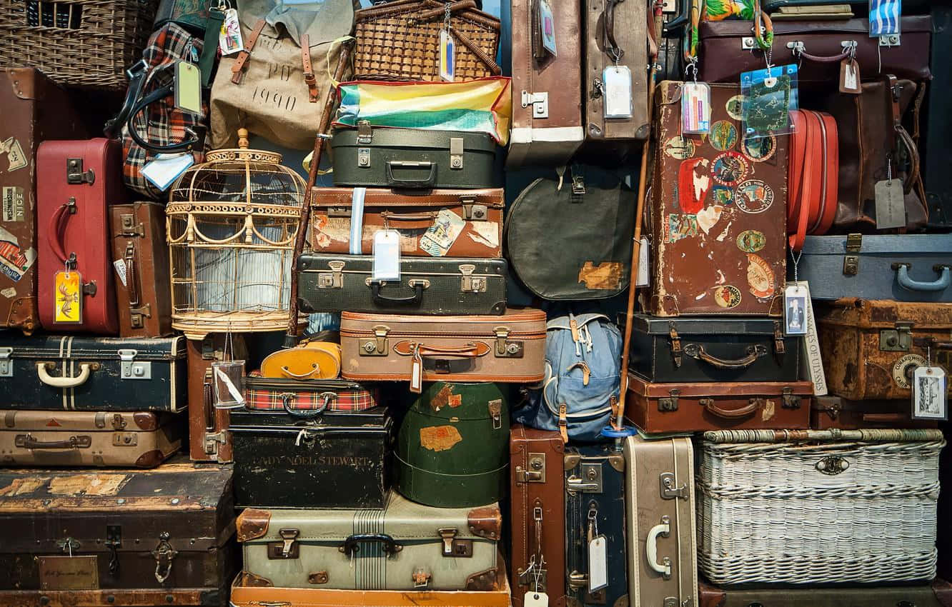 Vintage Suitcase Collection Wall Wallpaper