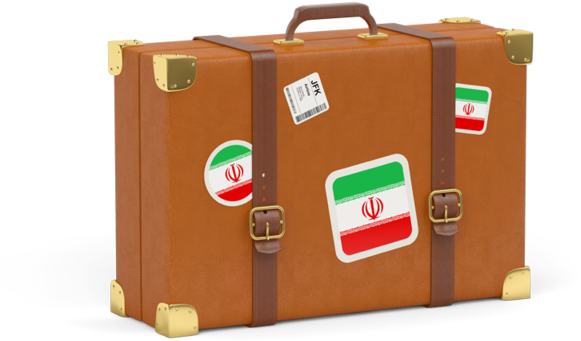 Vintage Suitcasewith Iran Stickers PNG