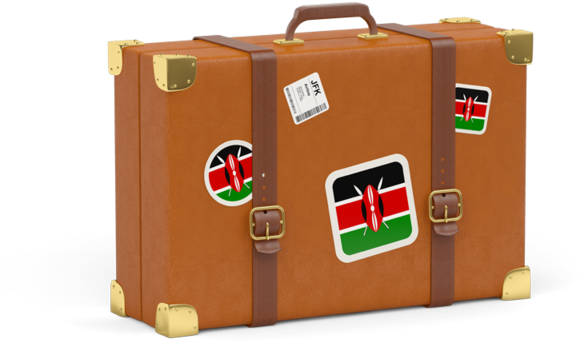 Vintage Suitcasewith Kenya Stickers PNG