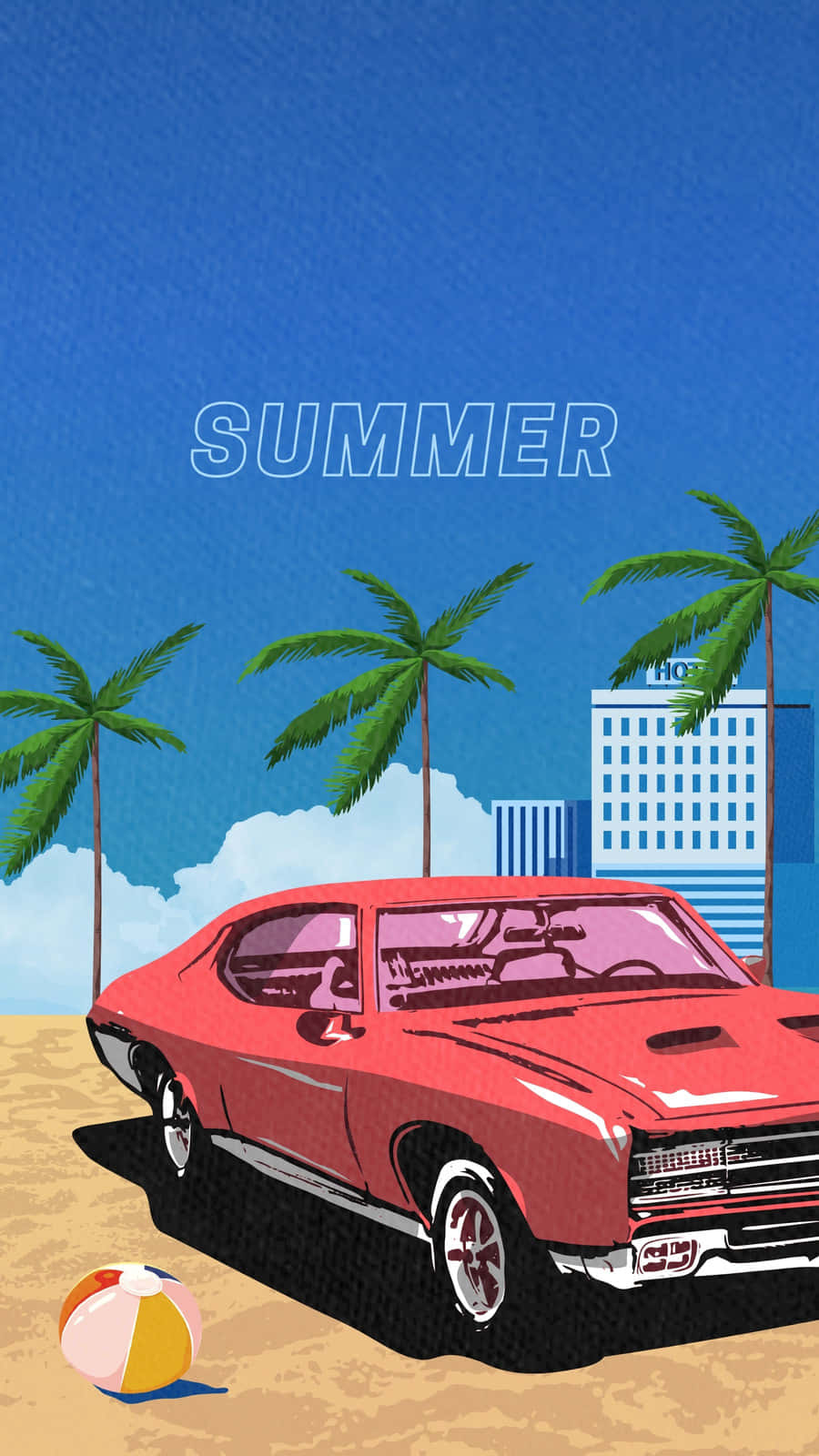Vintage Summer Beach Car Aesthetic.jpg Wallpaper