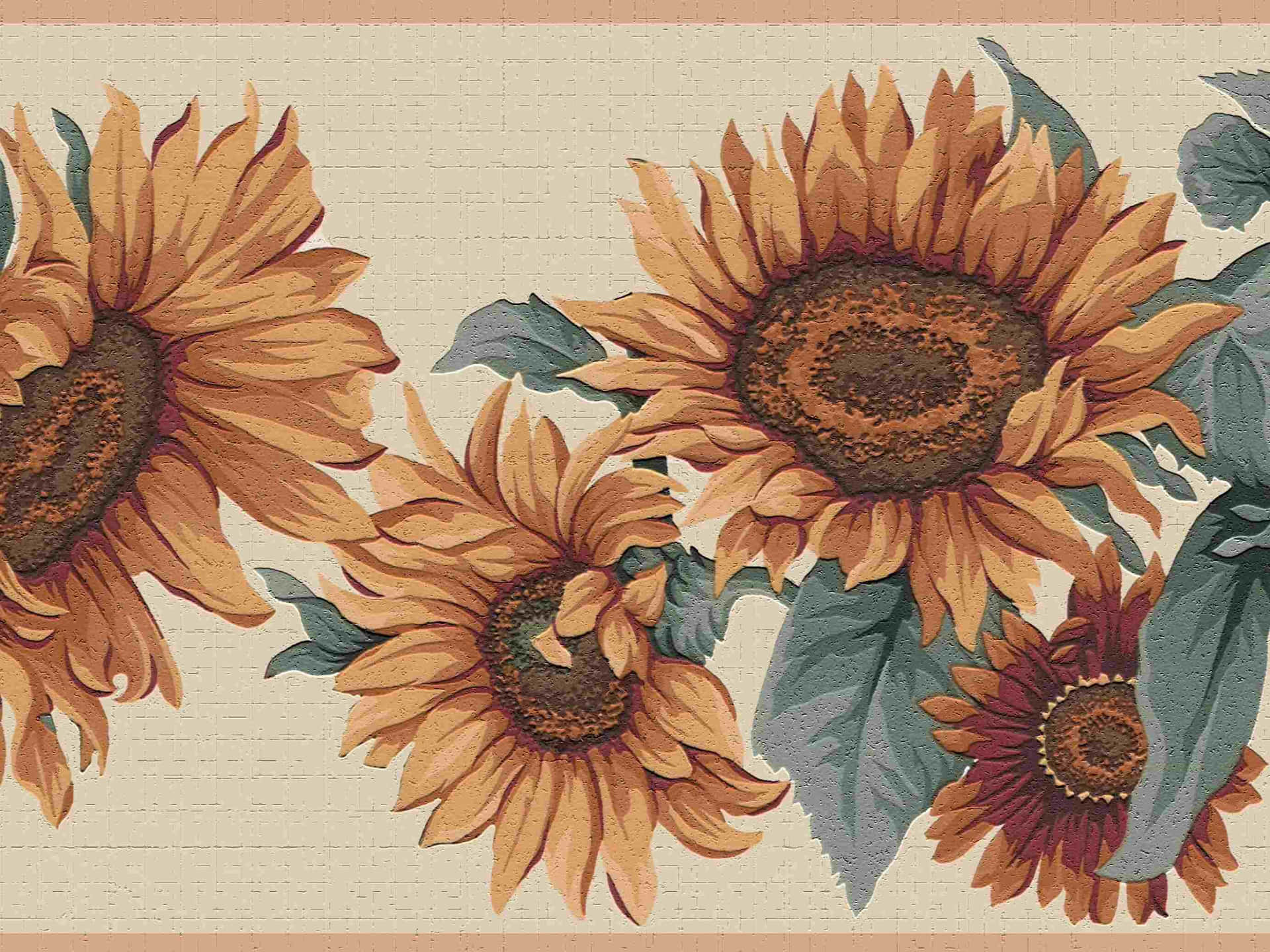 Vintage Sunflower Pattern Texture Wallpaper