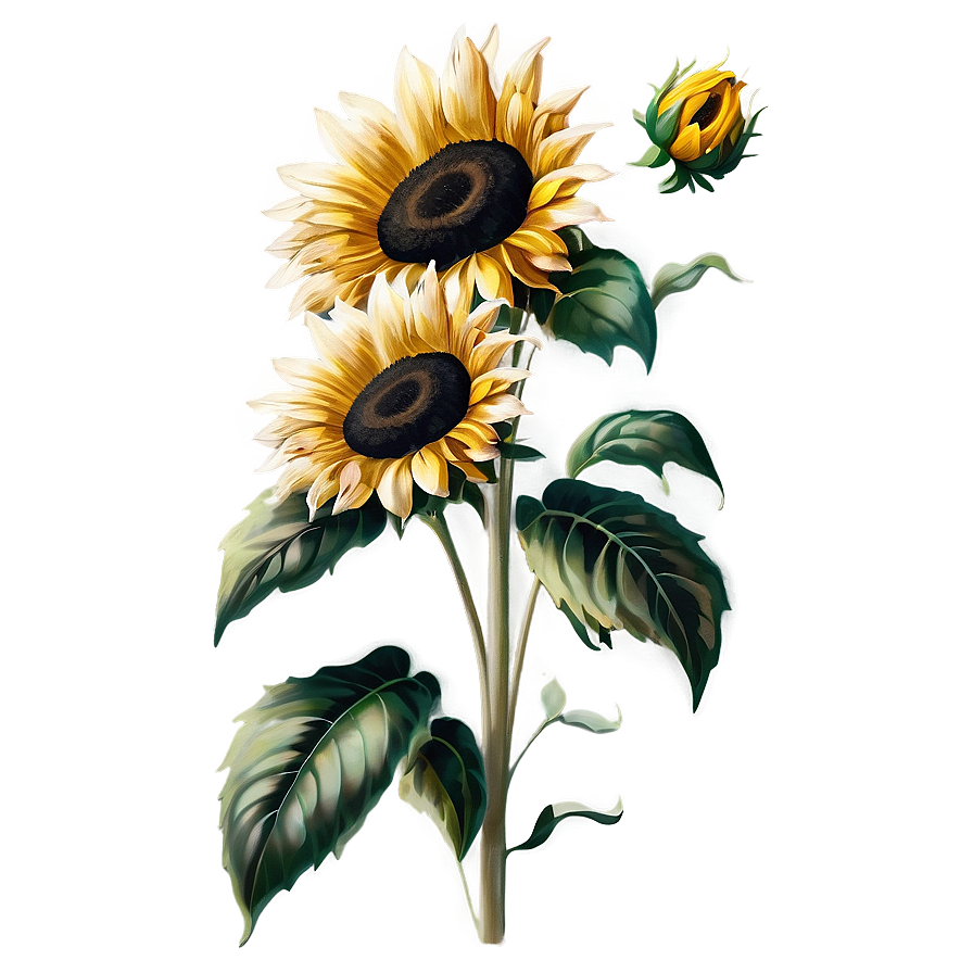 Vintage Sunflower Transparent Png 97 PNG