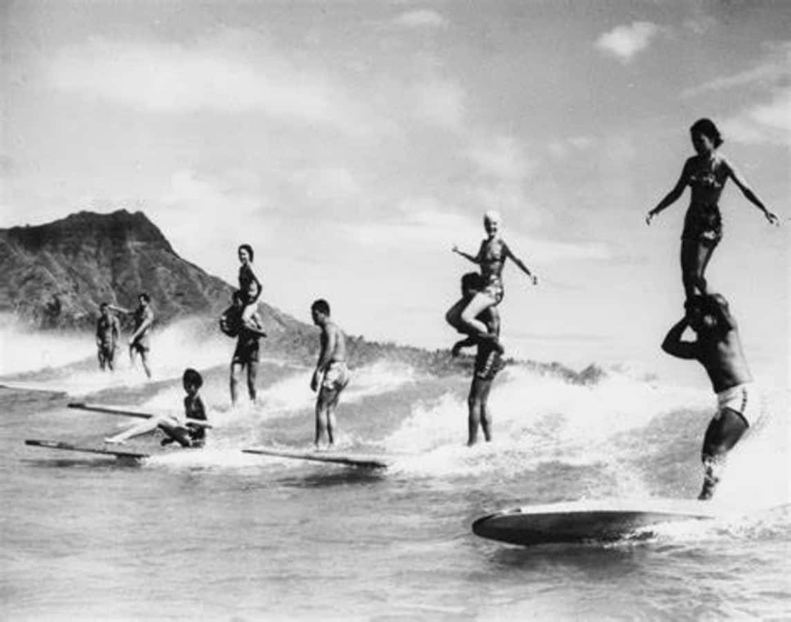 "The perfect day for vintage surfing" Wallpaper