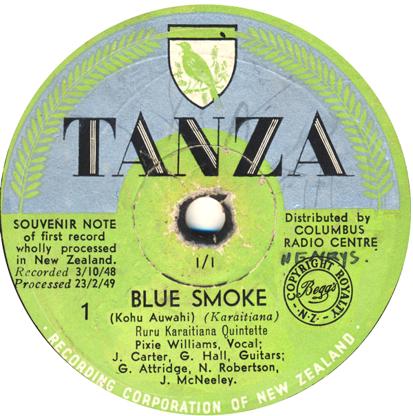 Vintage T A N Z A Blue Smoke Record Label PNG