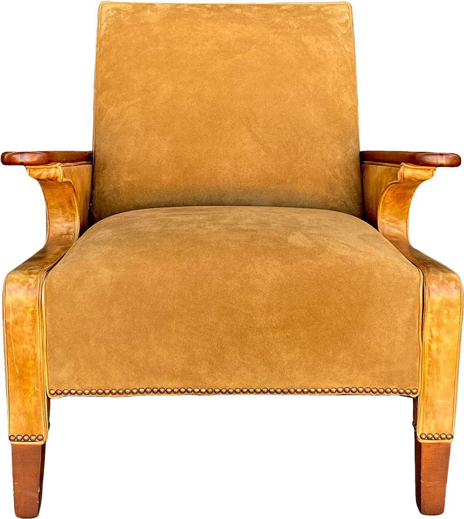 Vintage Tan Leather Club Chair PNG