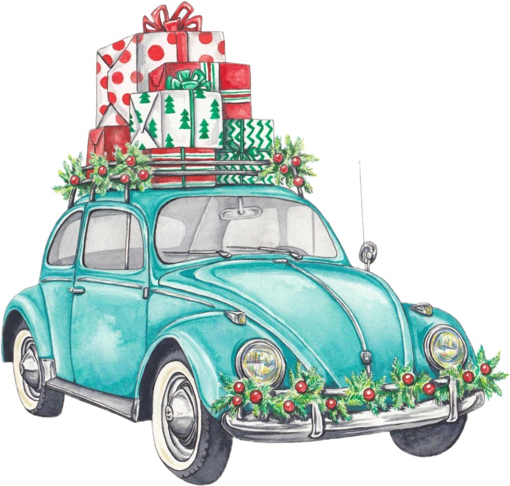 Vintage Teal Car Christmas Gifts Top PNG