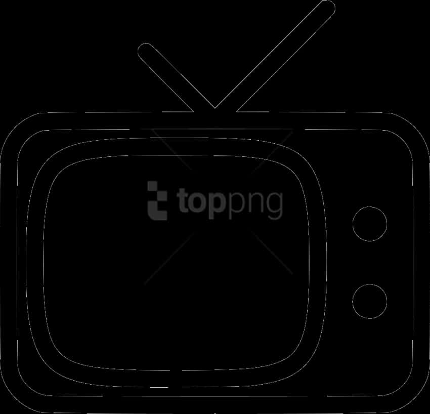 Vintage Television Outline PNG