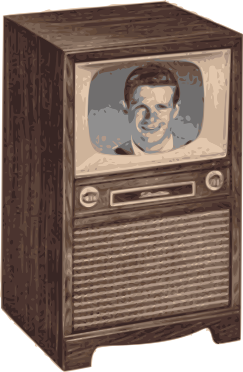 Vintage Television Set With Man On Screen PNG