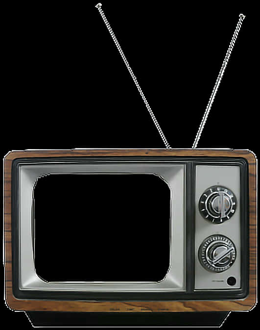 Vintage Television With Antennas PNG