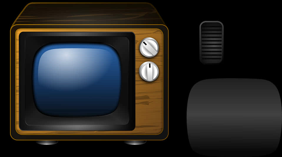 Vintage Televisionand Remote PNG