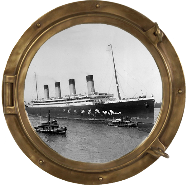 Vintage Titanic Ship Porthole View PNG