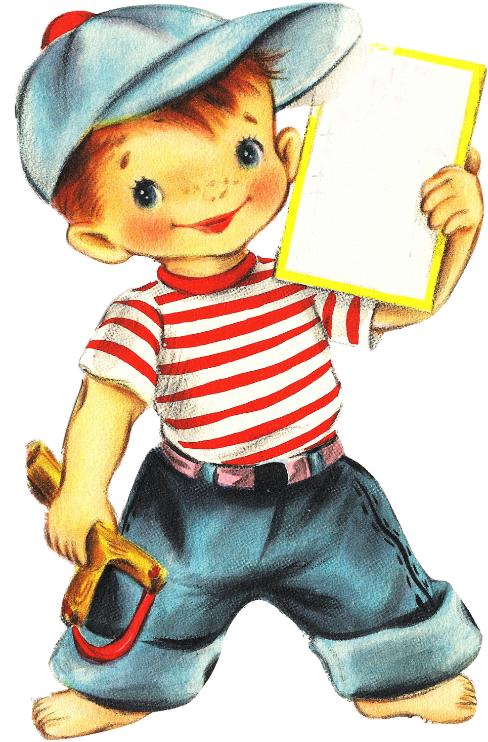 Vintage Toddler With Clipboardand Toy Hammer.png PNG