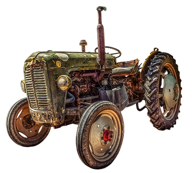 Vintage Tractor Isolatedon Black PNG