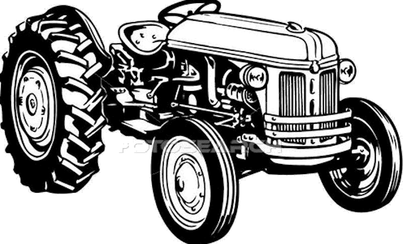 Vintage Tractor Line Art PNG