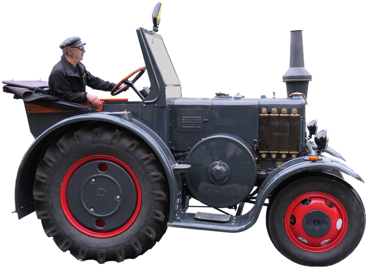 Vintage Tractorwith Driver PNG