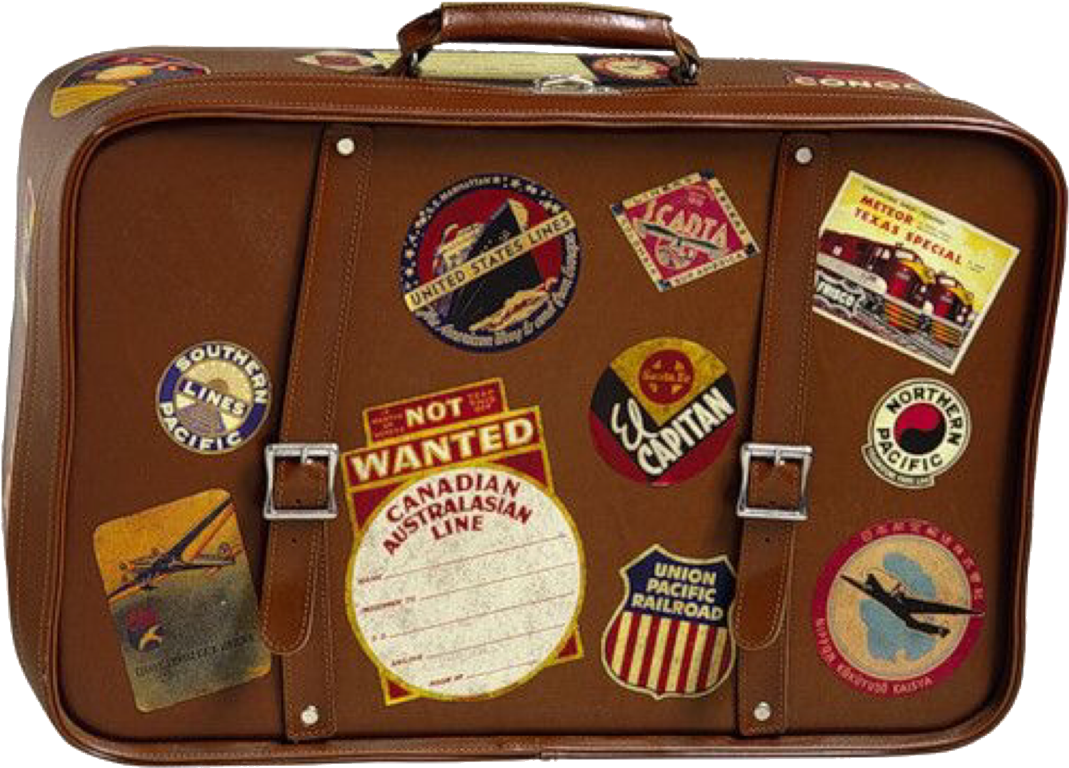 Vintage Travel Stickers Suitcase PNG