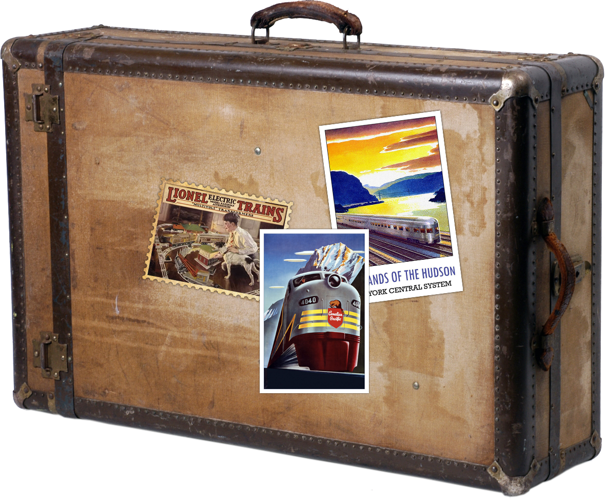 Vintage Travel Suitcase With Stickers PNG