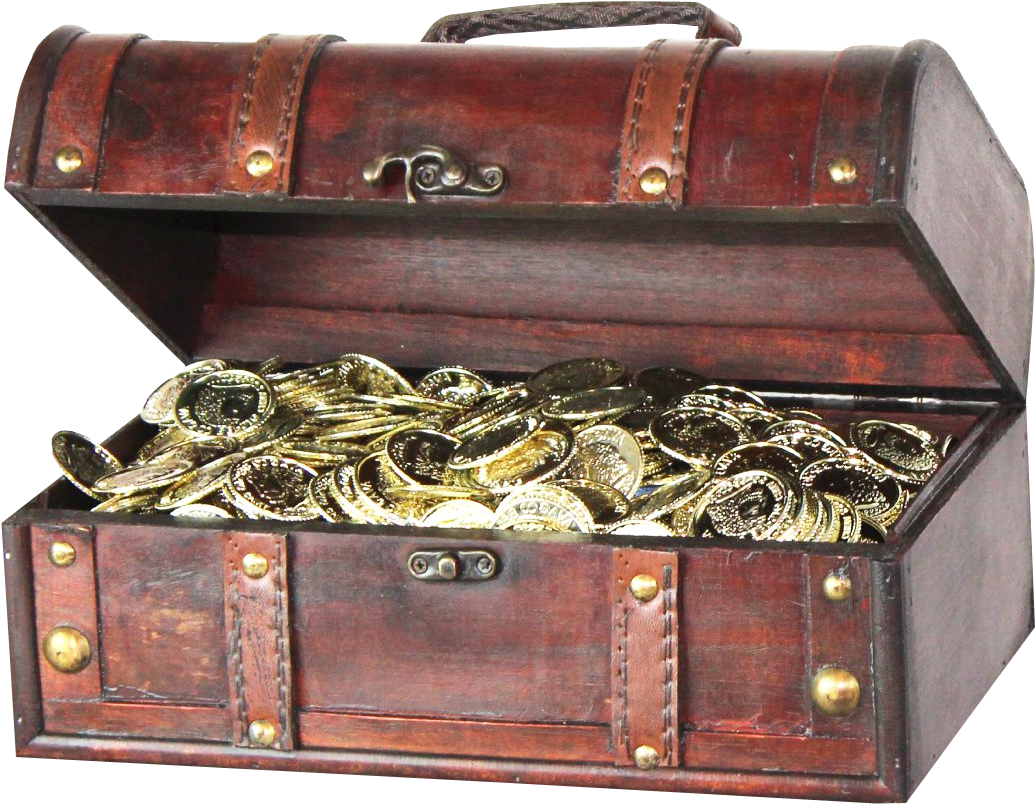 Vintage Treasure Chest Fullof Gold Coins.png PNG