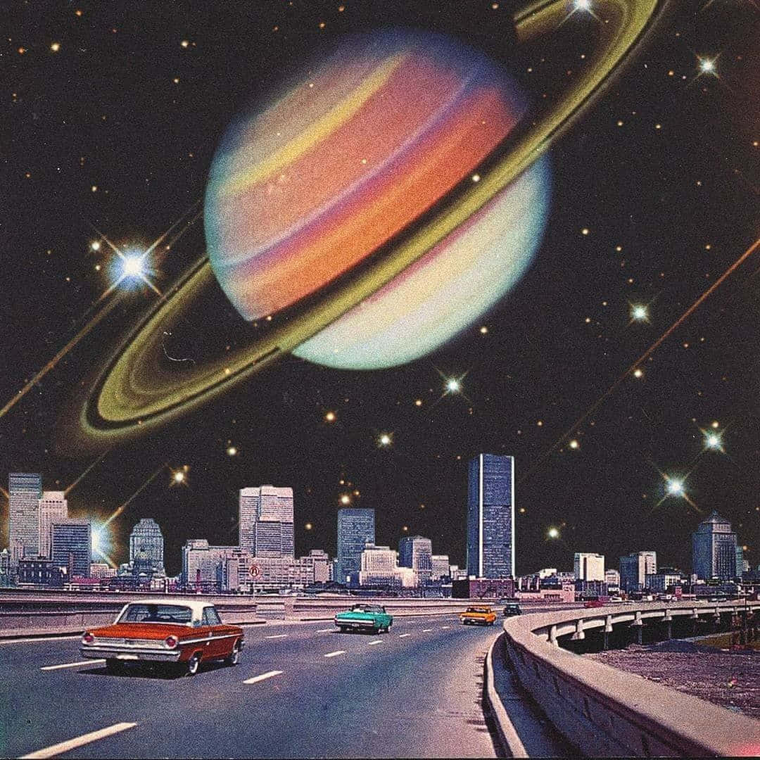 Vintage Trippy Retro Aesthetic Saturn Wallpaper