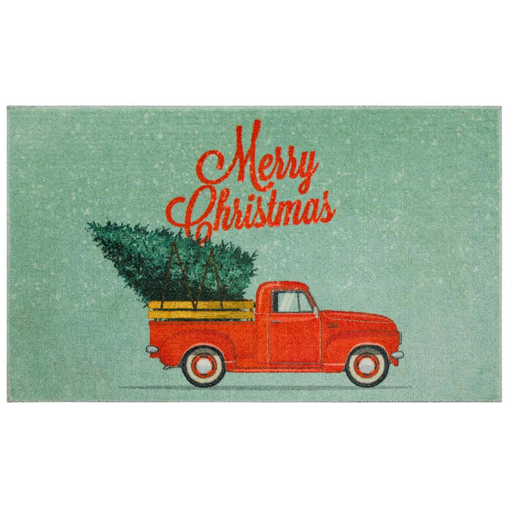 Deck the vintage truck with Christmas bells and holly Wallpaper
