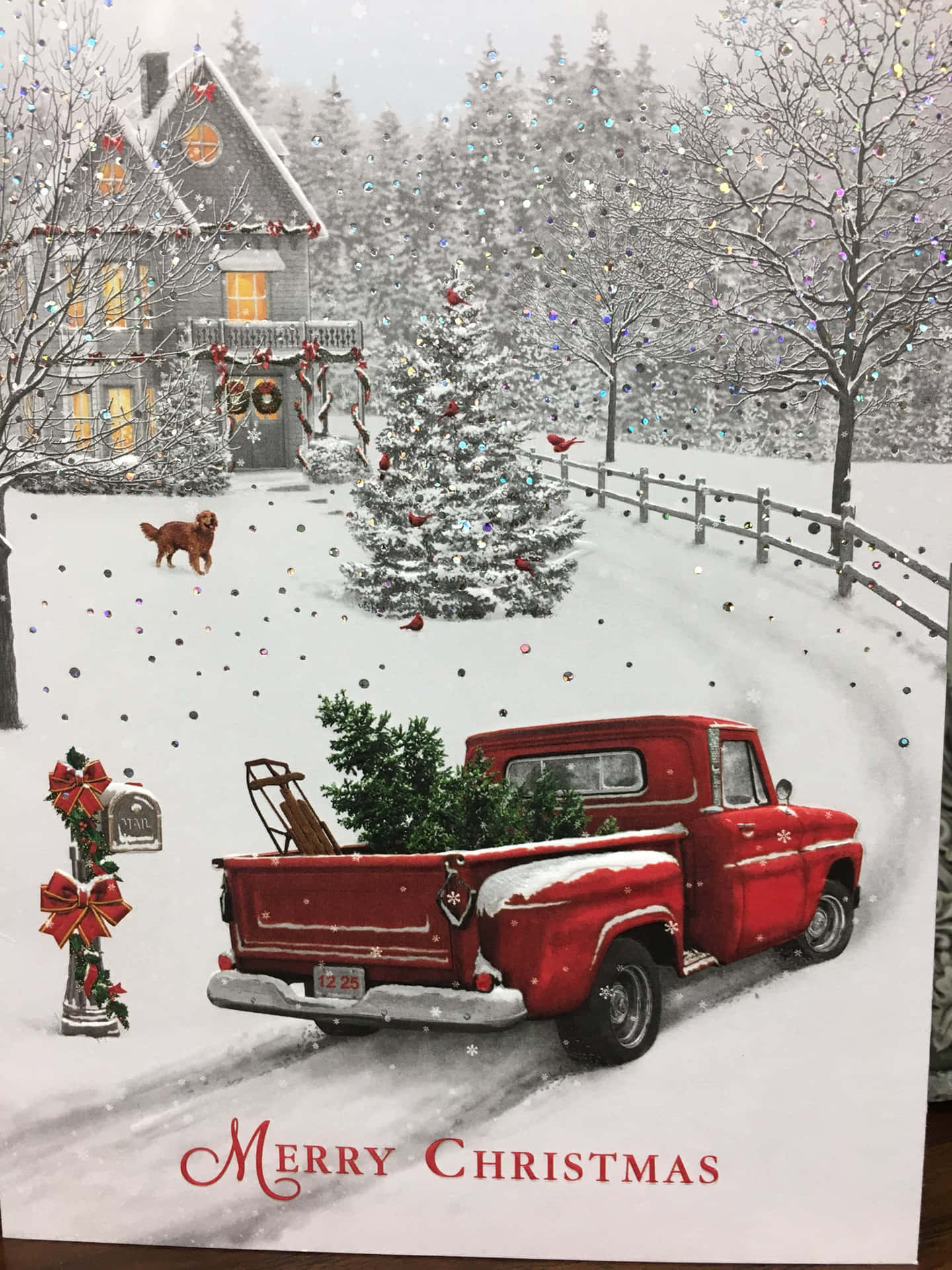 Celebrate the Holiday Season with Vintage Trucks and Christmas Decorations Wallpaper