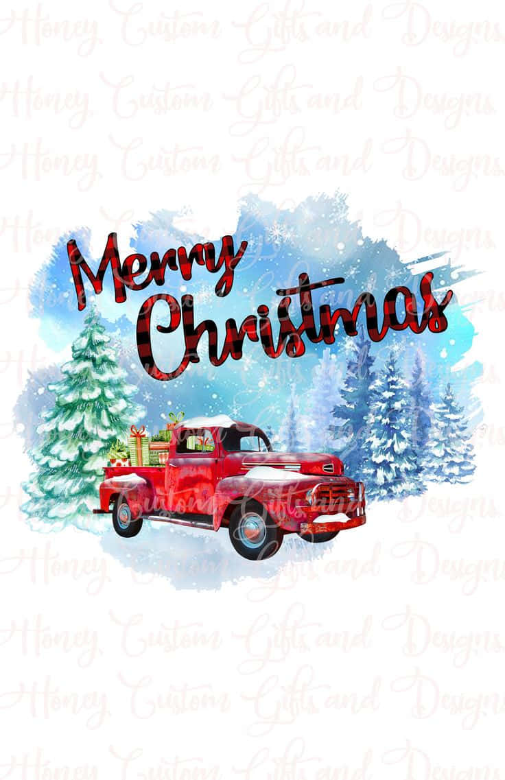 Celebrate the Christmas season with this festive vintage truck Wallpaper
