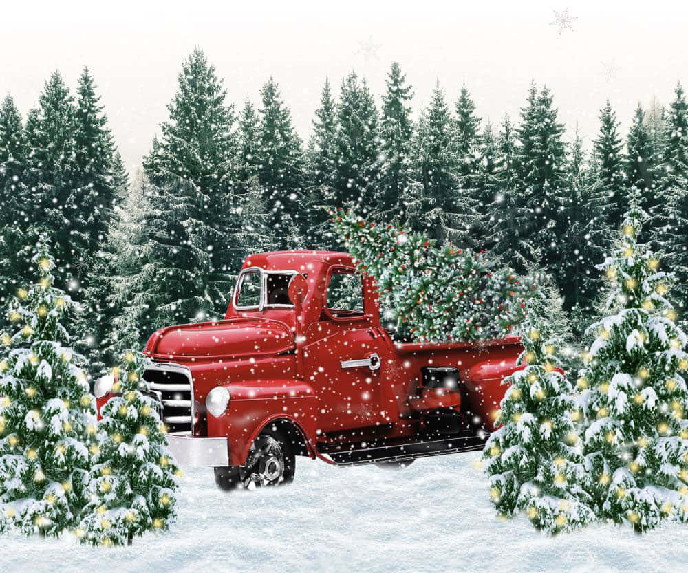 Tilføj nogle Retro Flare til julen med denne Vintage Lastbil Jul. Wallpaper