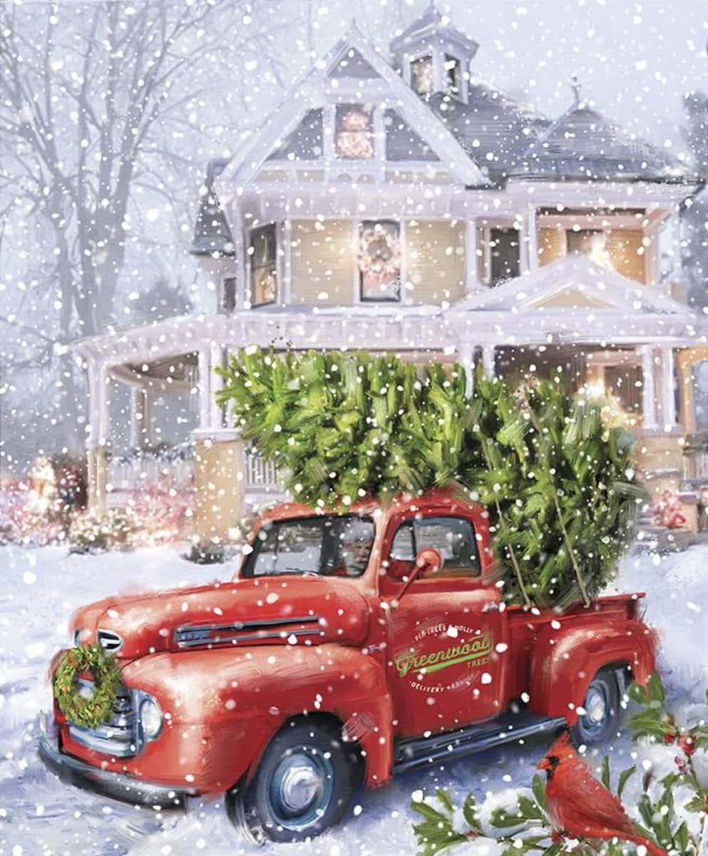 Download Celebrate the Holiday Season with a Vintage Truck Christmas  Wallpaper  Wallpaperscom
