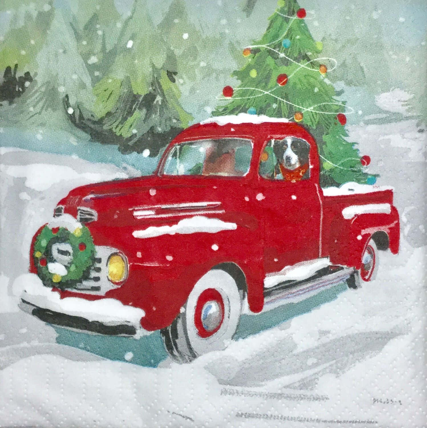 Vintage Pickup Truck Brings Home The Holiday Spirit Wallpaper