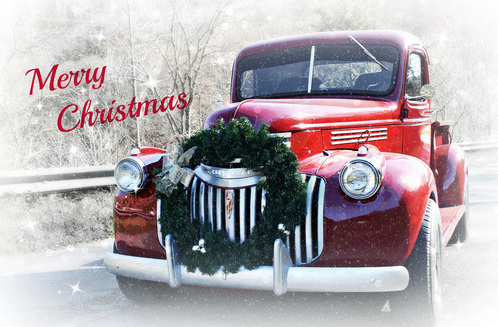 Vintage Lastbil Spreder Jule glæde Wallpaper