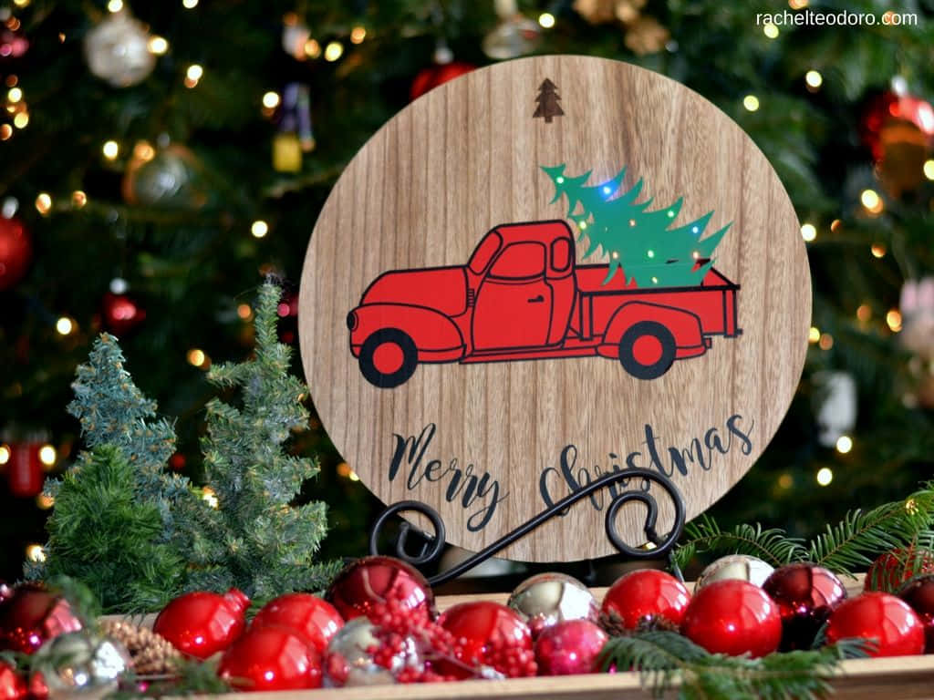 "A Vintage Truck decorated for the holidays" Wallpaper