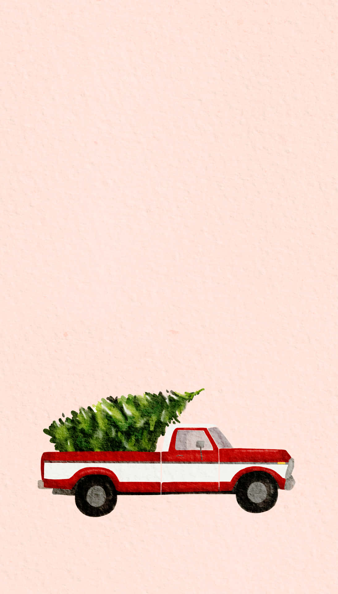 En gammel mønstret jul med et vintage lastbil scenarie Wallpaper