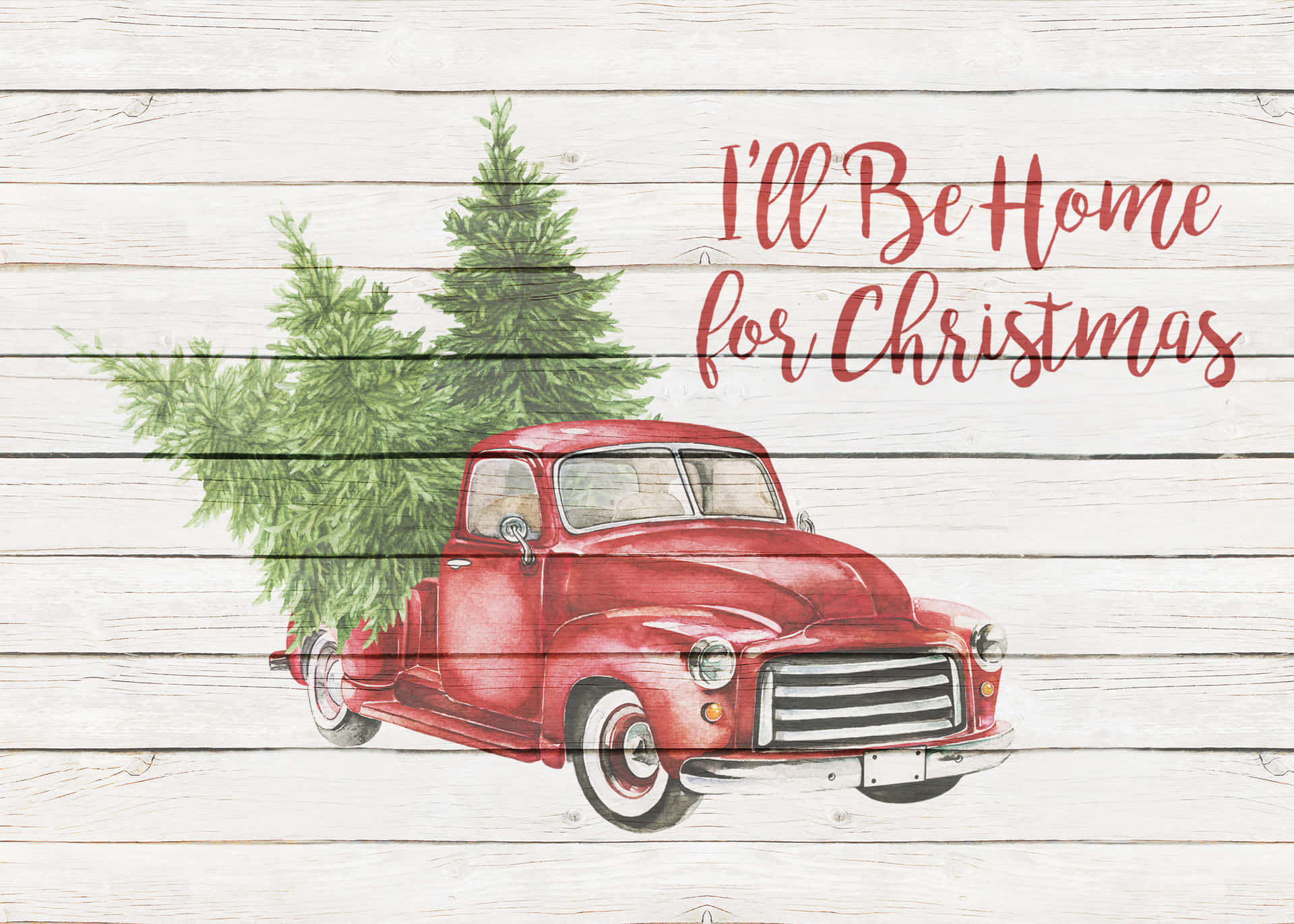 I'll Be Home For Christmas Truck Wallpaper