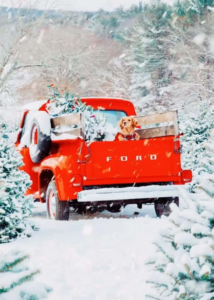 Enjoy The Magical Holiday Spirit With a Vintage Truck Christmas Wallpaper