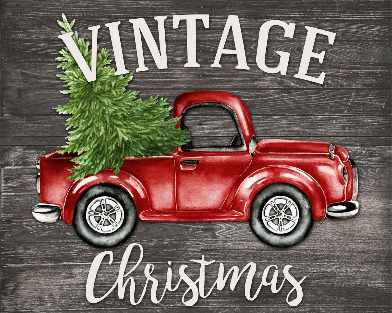 A vintage truck awaits Christmas morning Wallpaper