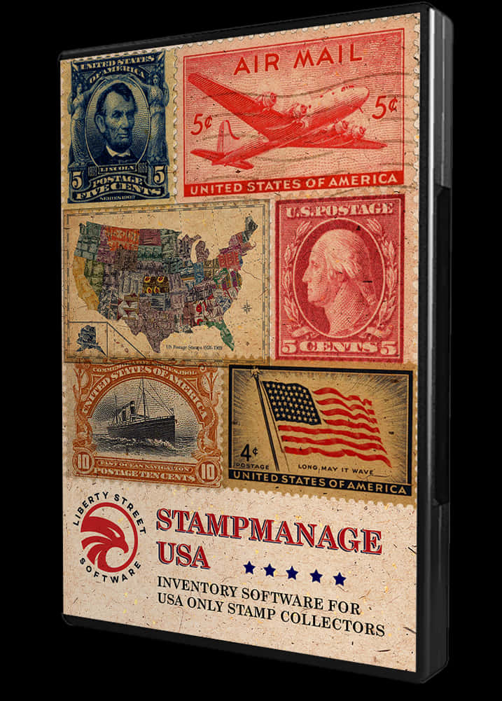 Vintage U S A Stamp Collection Software Box PNG