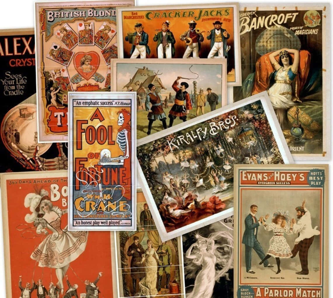 Vintage Vaudeville Posters Collection Wallpaper