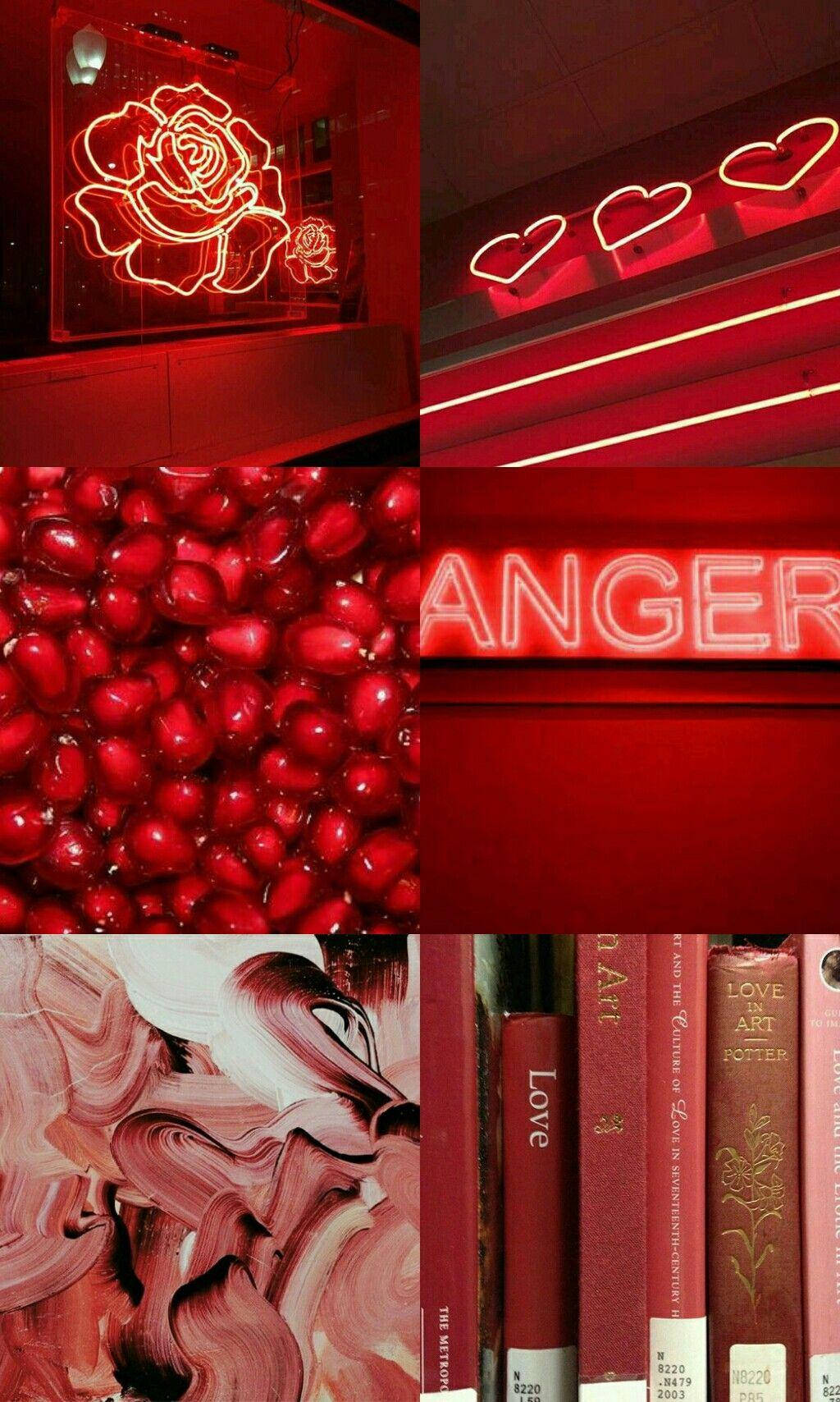 Vintage Vibrant Neon Red Aesthetic Iphone Wallpaper