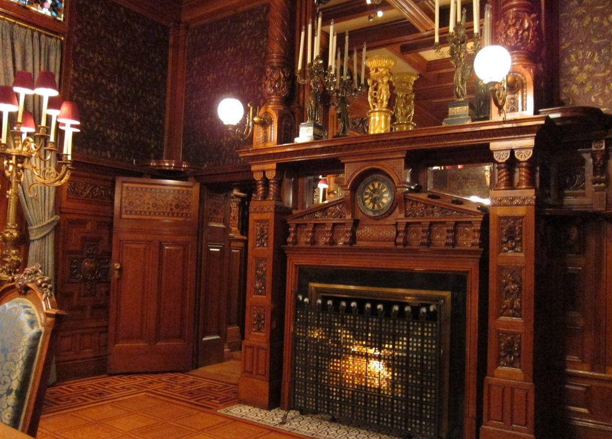 Aesthetic Victorian Era Fireplace Wallpaper