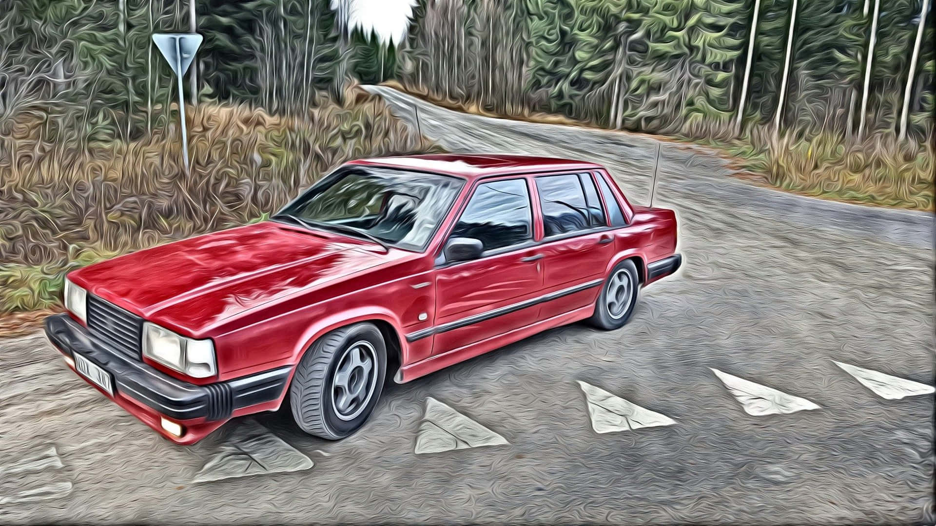 Vintage Volvo 740 On The Road Wallpaper