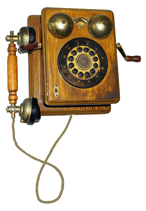 Vintage Wall Mounted Rotary Telephone PNG