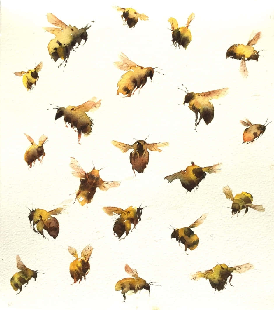 Vintage Watercolor Bees Artwork Wallpaper