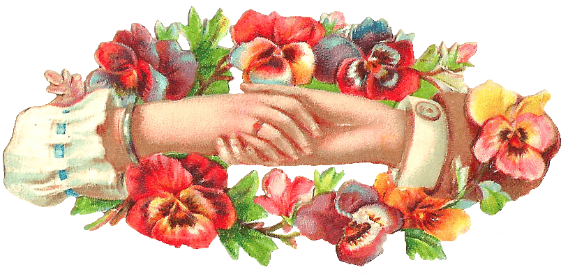 Vintage Wedding Handshake Floral Frame PNG