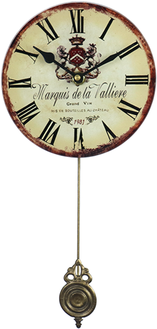 Vintage Wine Theme Pendulum Clock PNG