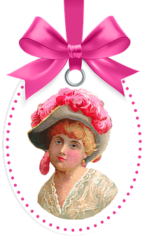 Vintage Woman Portrait Tag PNG