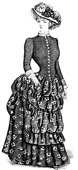 Vintage Womanin Traditional Dress PNG