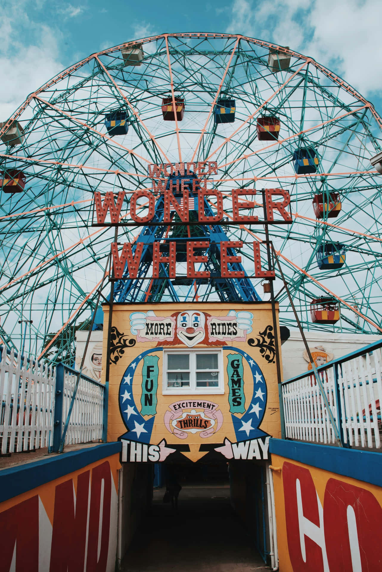 Panneau D'entrée Vintage De La Wonder Wheel Fond d'écran