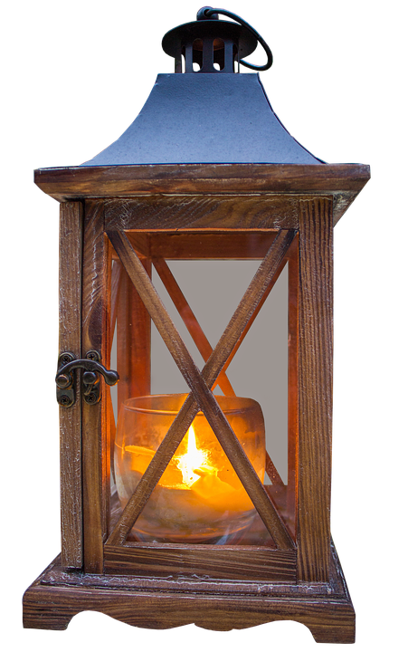 Vintage Wooden Candle Lantern PNG